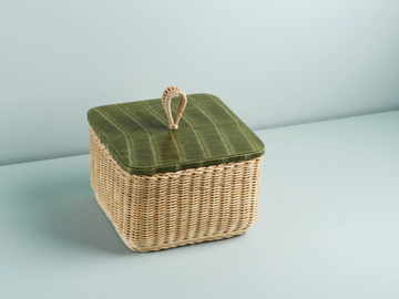 CORALIA - Square wicker container with crocodile leather lid by Mila Maurizi - view 3
